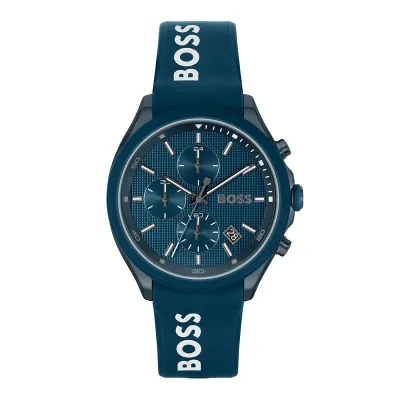 Hugo Boss Silicone Blue Dial Chronograph Men's Watch